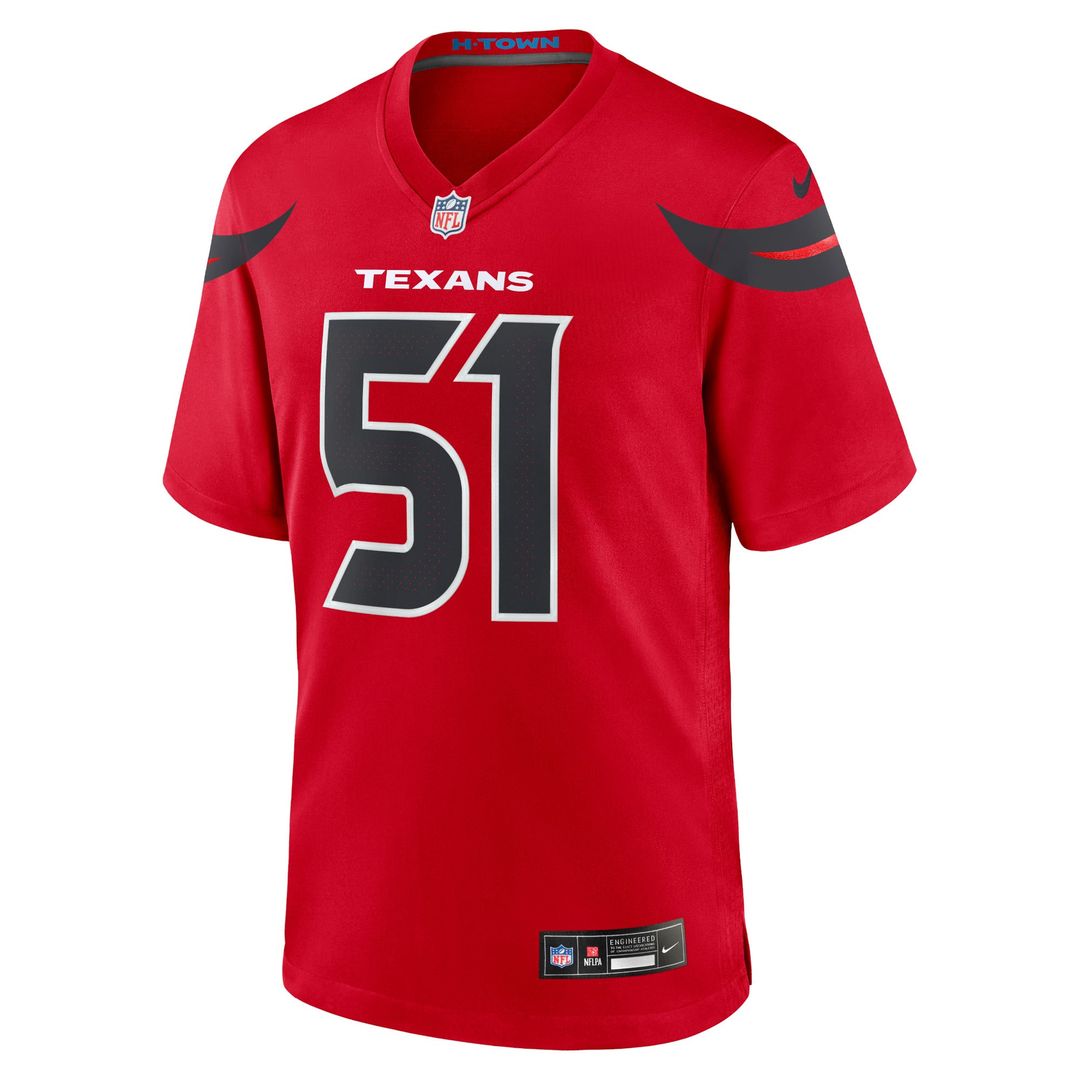 Houston Texans Will Anderson Jr. Red Alternate Game Jersey product image 2, provided for visual reference and product detail