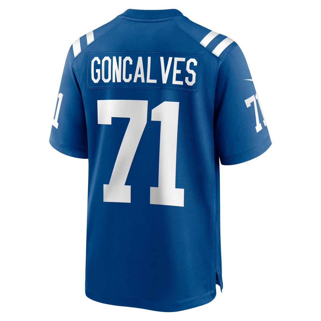 Indianapolis Colts Matt Goncalves Royal Game Jersey product image 3, provided for visual reference and product detail review