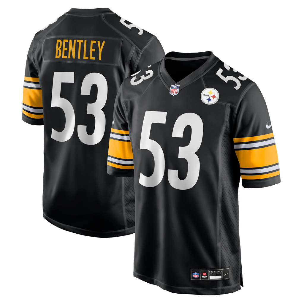 Pittsburgh Steelers JaWhaun Bentley Black Team Game Jersey product image 1, provided for visual reference and product detail