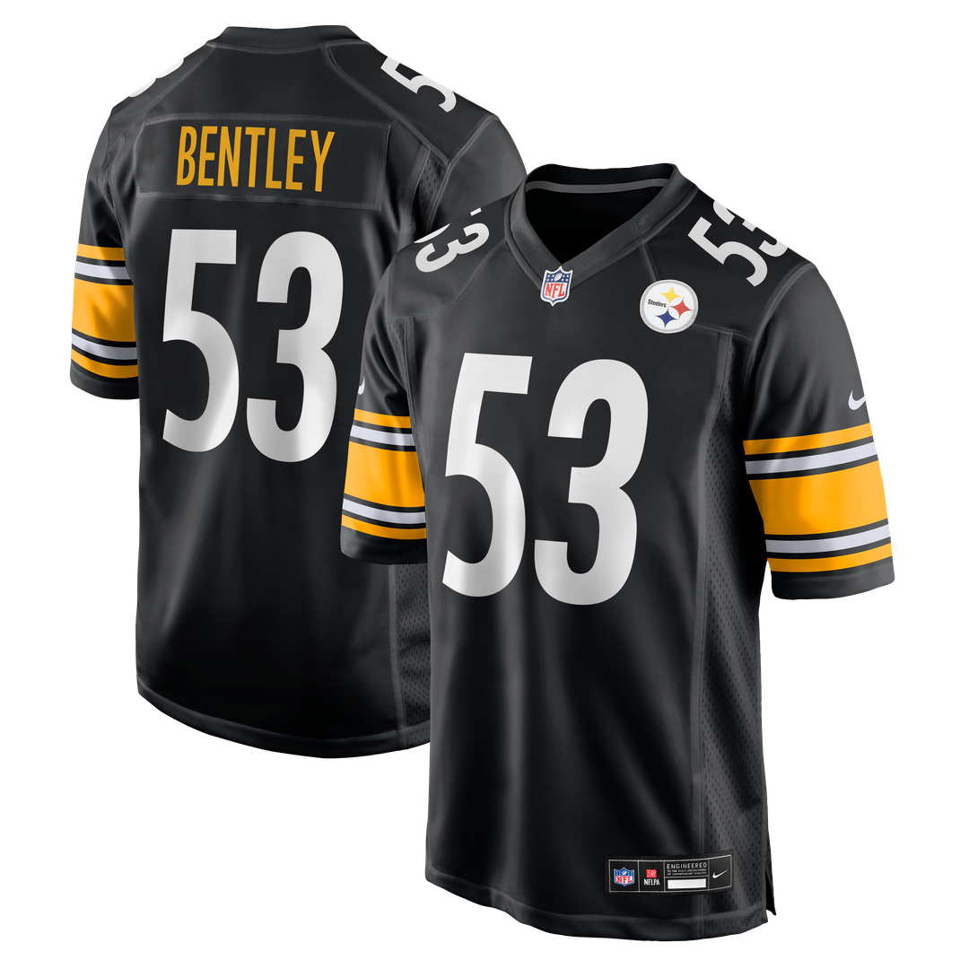 Pittsburgh Steelers JaWhaun Bentley Black Team Game Jersey product image 1, provided for visual reference and product detail
