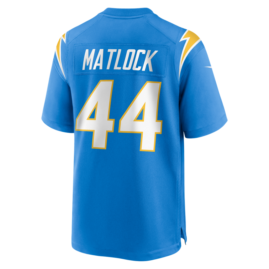 Los Angeles Chargers Scott Matlock Powder Blue Team Game Jersey product image 3, provided for visual reference and product