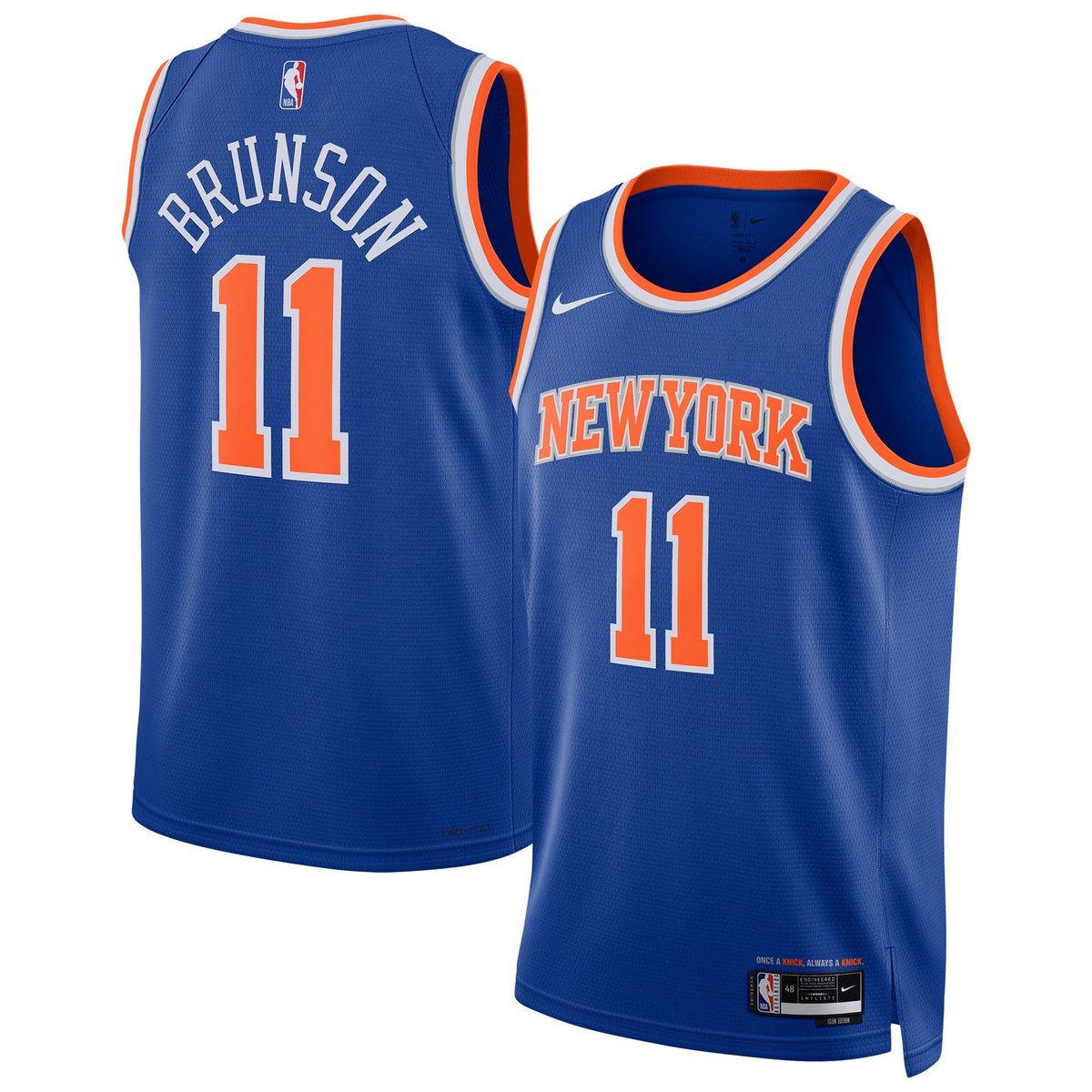 Jalen Brunson New York Knicks Replica Swingman Icon Jersey - Unisex product image 1, provided for visual reference and