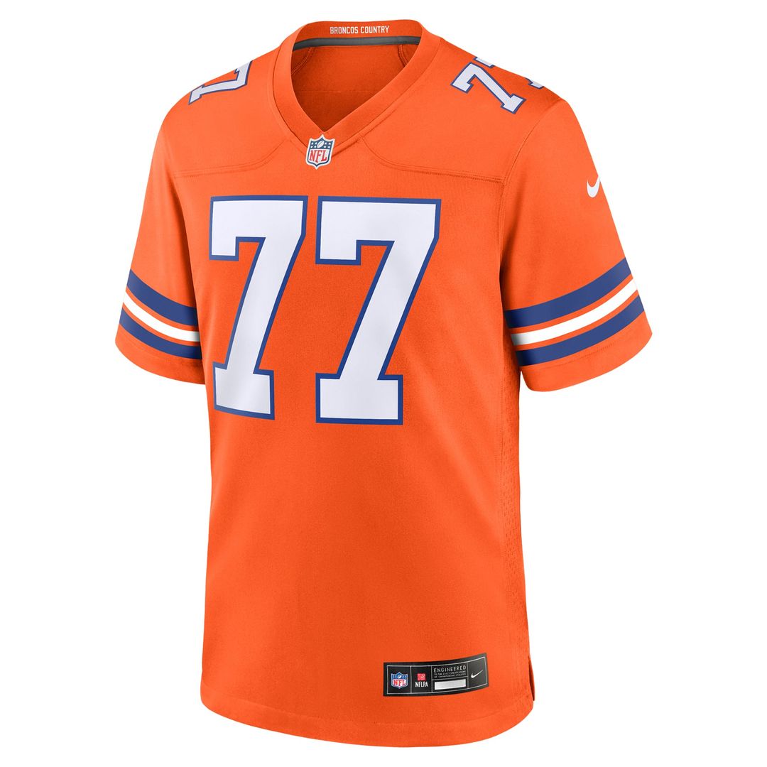 Denver Broncos Quinn Meinerz Orange Alternate Game Jersey product image 2, provided for visual reference and product detail