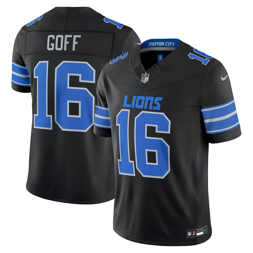 Detroit Lions Jared Goff Black Alternate Vapor F.U.S.E. Stitched Limited Jersey product image 1, provided for visual