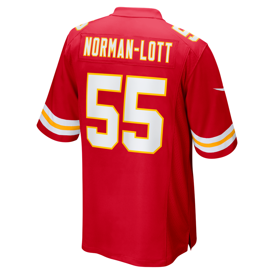 Kansas City Chiefs Omarr Norman-Lott Red Team Game Jersey product image 3, provided for visual reference and product detail
