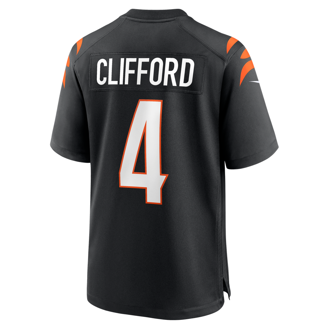 Cincinnati Bengals Sean Clifford Black Team Game Jersey product image 3, provided for visual reference and product detail