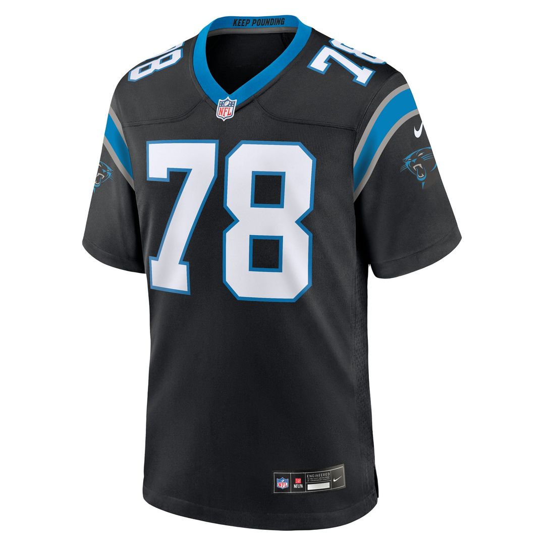 Carolina Panthers Popo Aumavae Black Team Game Jersey product image 2, provided for visual reference and product detail