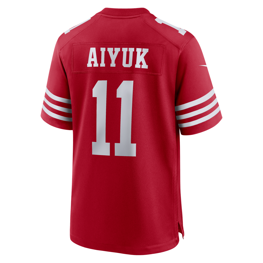 San Francisco 49ers Brandon Aiyuk Scarlet Team Player Game Jersey product image 3, provided for visual reference and product