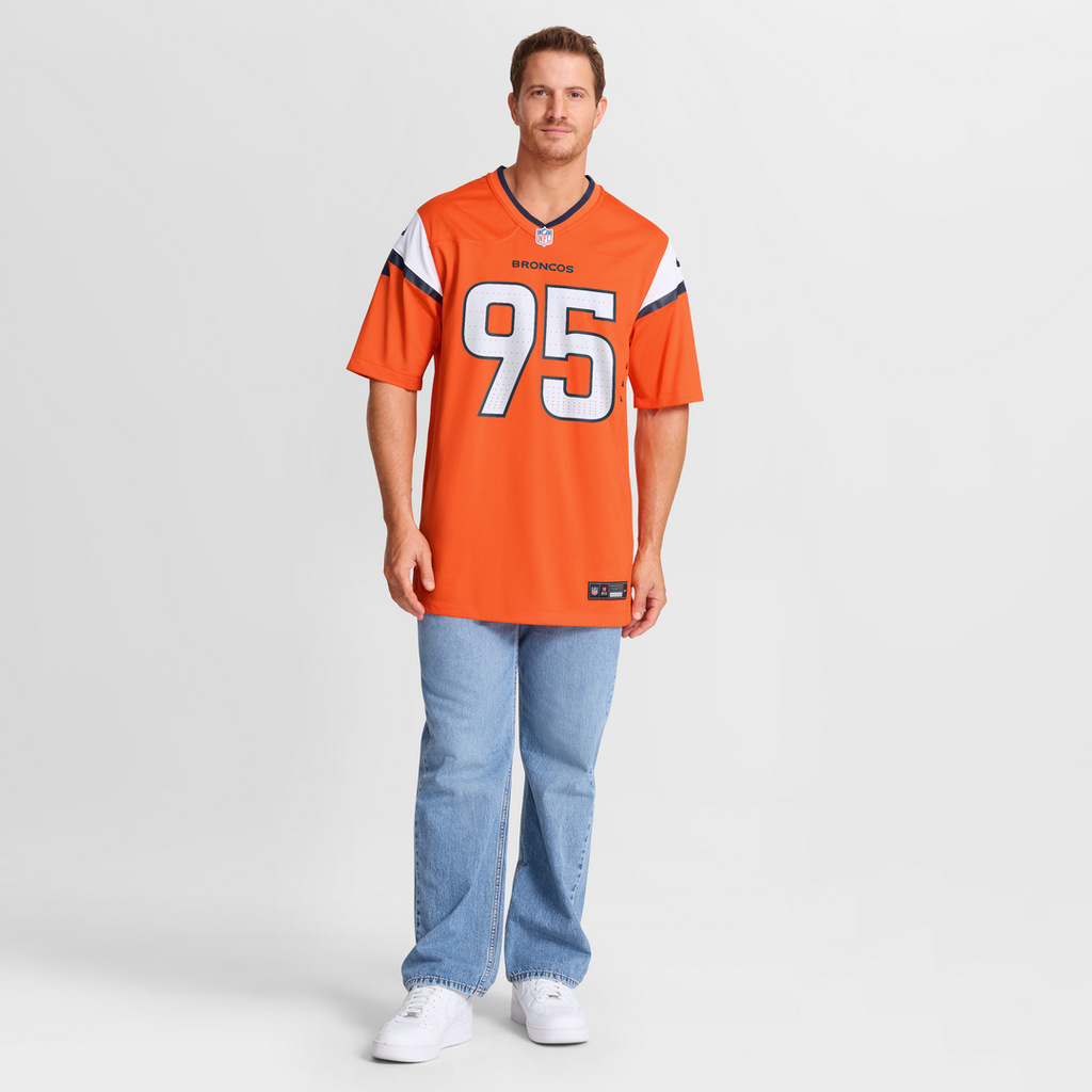 Denver Broncos Sai'vion Jones Orange Team Game Jersey product image 7, provided for visual reference and product detail