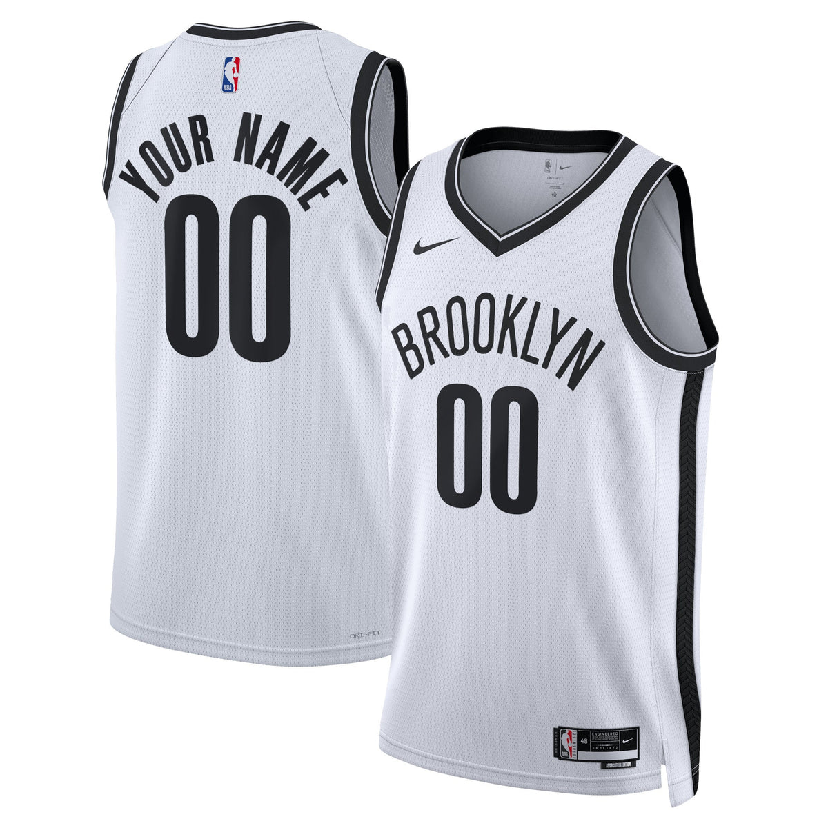 Brooklyn Nets Association Swingman Basketball Jersey - Custom - Unisex product image 1, provided for visual reference and