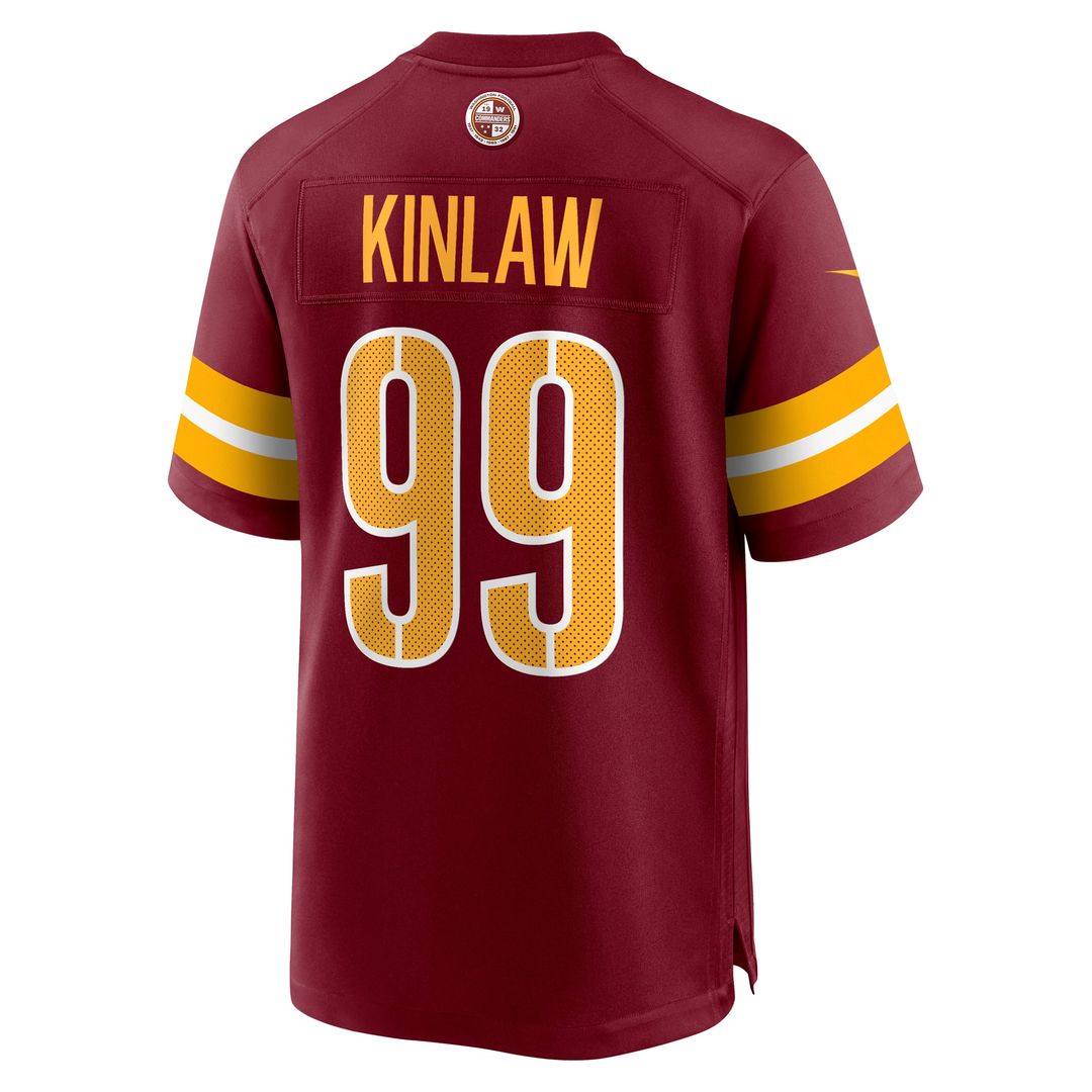 Washington Commanders Javon Kinlaw Burgundy Team Game Jersey product image 3, provided for visual reference and product