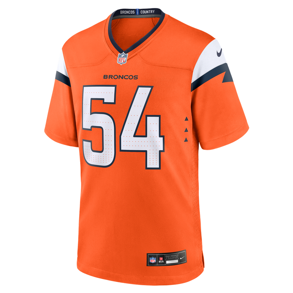 Denver Broncos Alex Forsyth Orange Team Game Jersey product image 2, provided for visual reference and product detail review