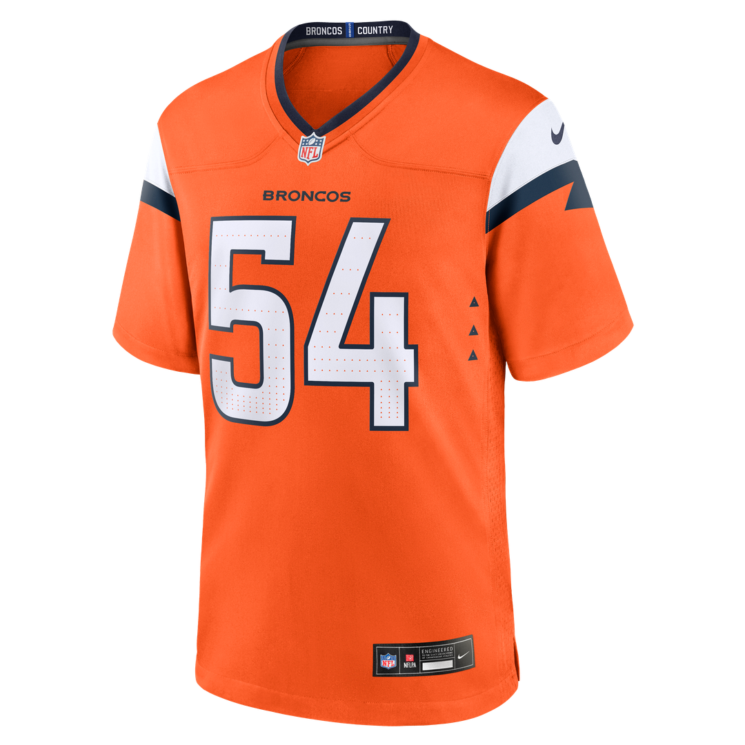 Denver Broncos Alex Forsyth Orange Team Game Jersey product image 2, provided for visual reference and product detail review