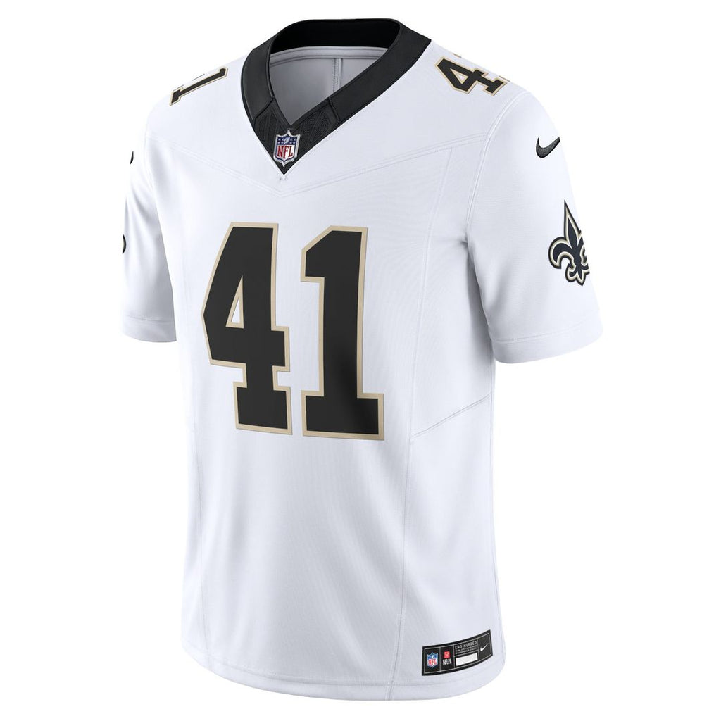 New Orleans Saints Alvin Kamara White Vapor F.U.S.E. Limited Jersey product image 2, provided for visual reference and