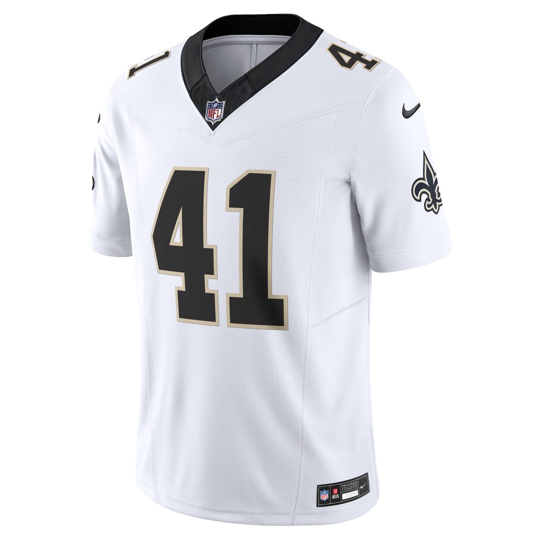 New Orleans Saints Alvin Kamara White Vapor F.U.S.E. Limited Jersey product image 2, provided for visual reference and