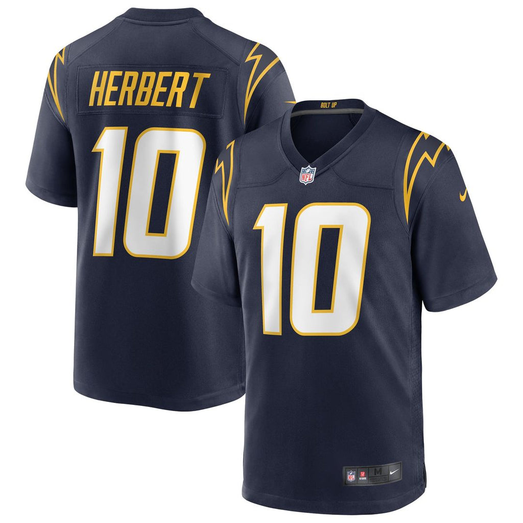 Los Angeles Chargers Justin Herbert Navy Alternate Game Jersey product image 1, provided for visual reference and product