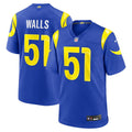 Los Angeles Rams Eddie Walls III Royal Game Jersey product image 1, provided for visual reference and product detail review