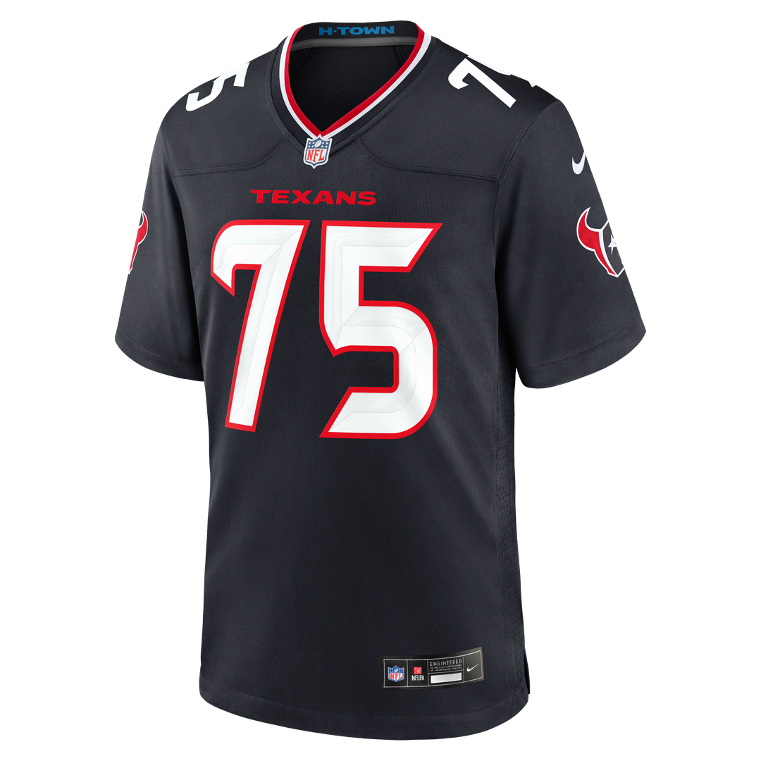 Houston Texans Wyatt Teller Navy Team Game Jersey product image 2, provided for visual reference and product detail review