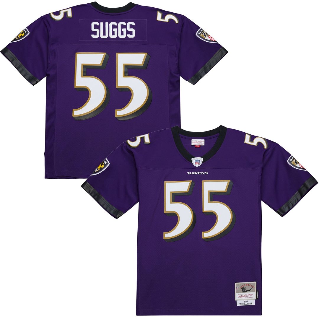Baltimore Ravens Terrell Suggs White 2003 Legacy Replica Player Jersey product image 17, provided for visual reference and