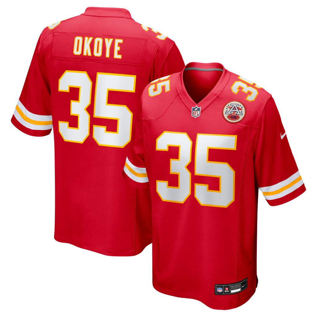 Kansas City Chiefs Christian Okoye Red Game Retired Player Jersey product image 1, provided for visual reference and product