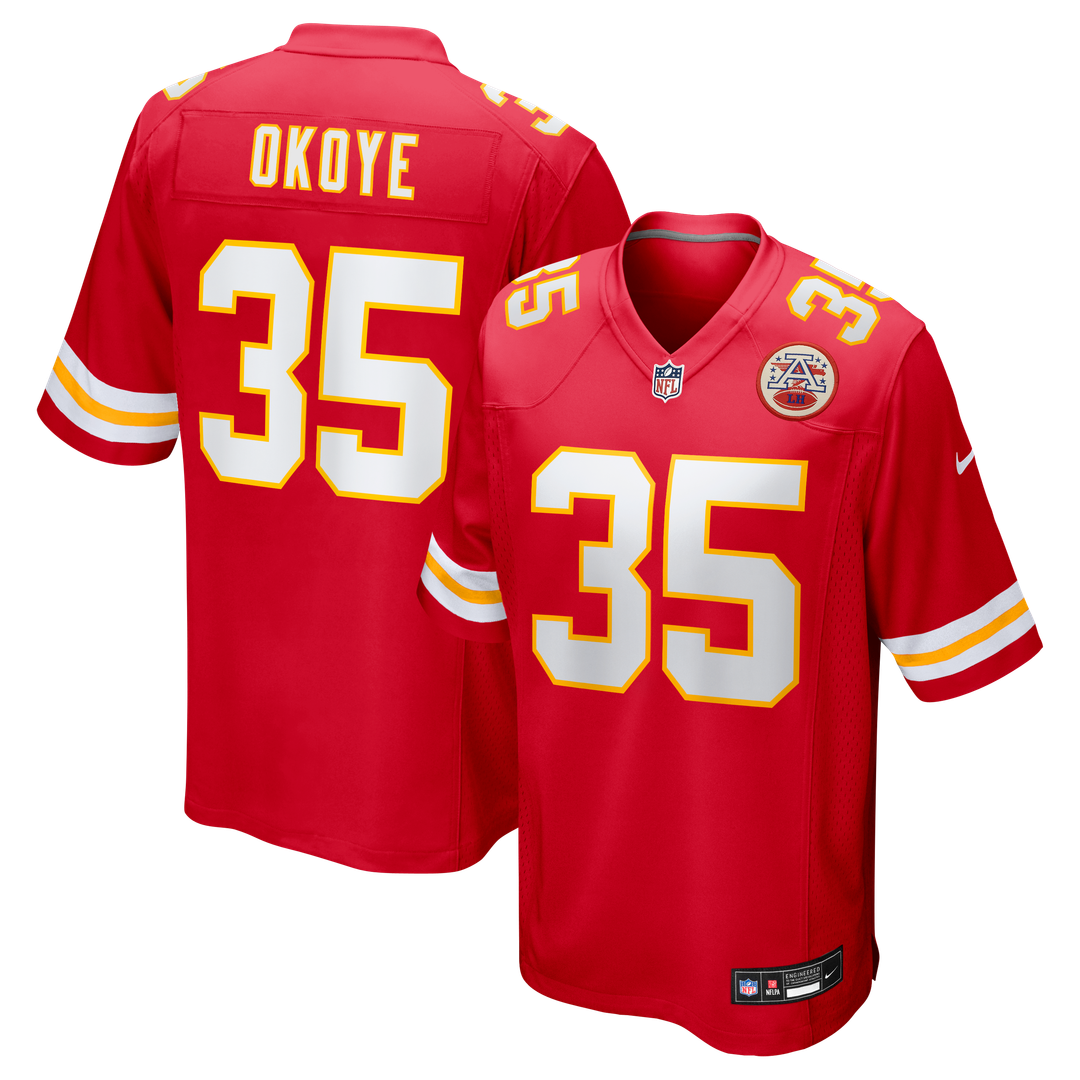 Kansas City Chiefs Christian Okoye Red Game Retired Player Jersey product image 1, provided for visual reference and product