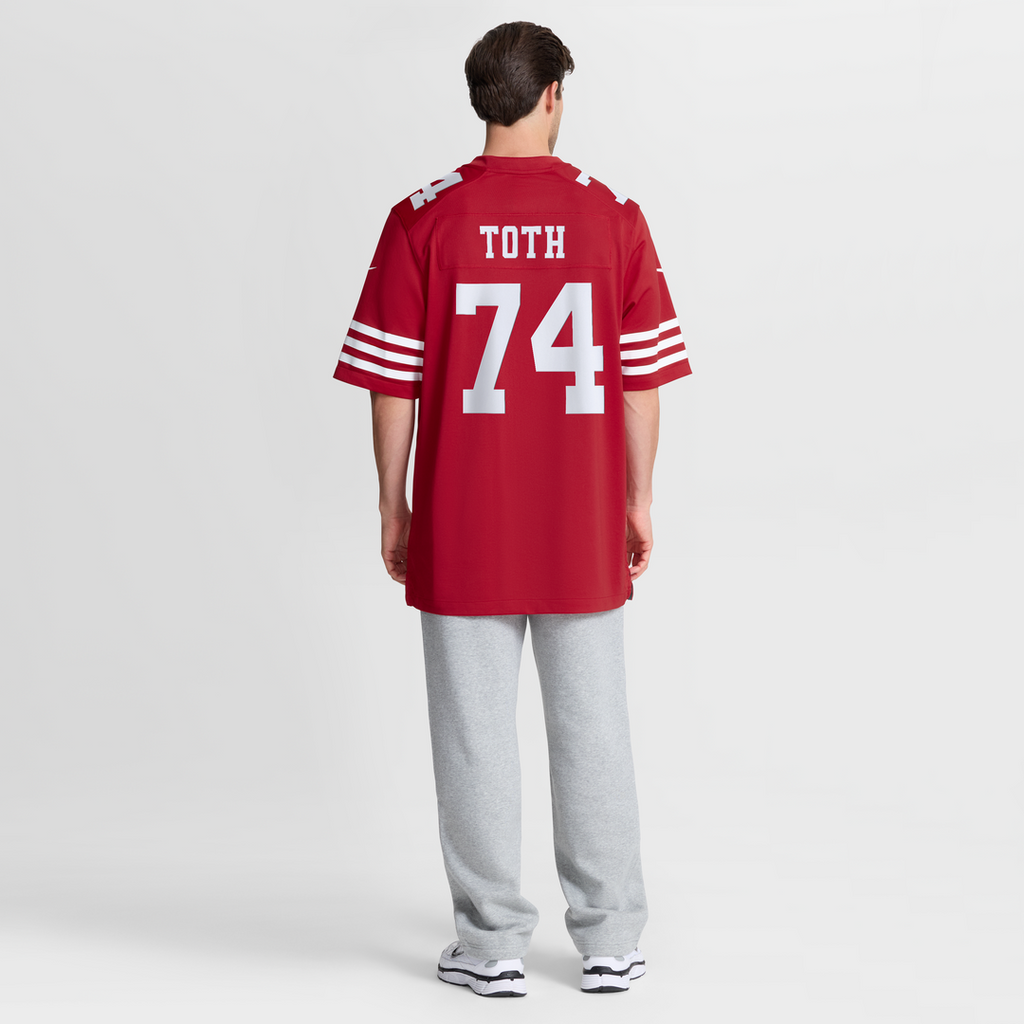 San Francisco 49ers Brett Toth Scarlet Team Game Jersey product image 5, provided for visual reference and product detail