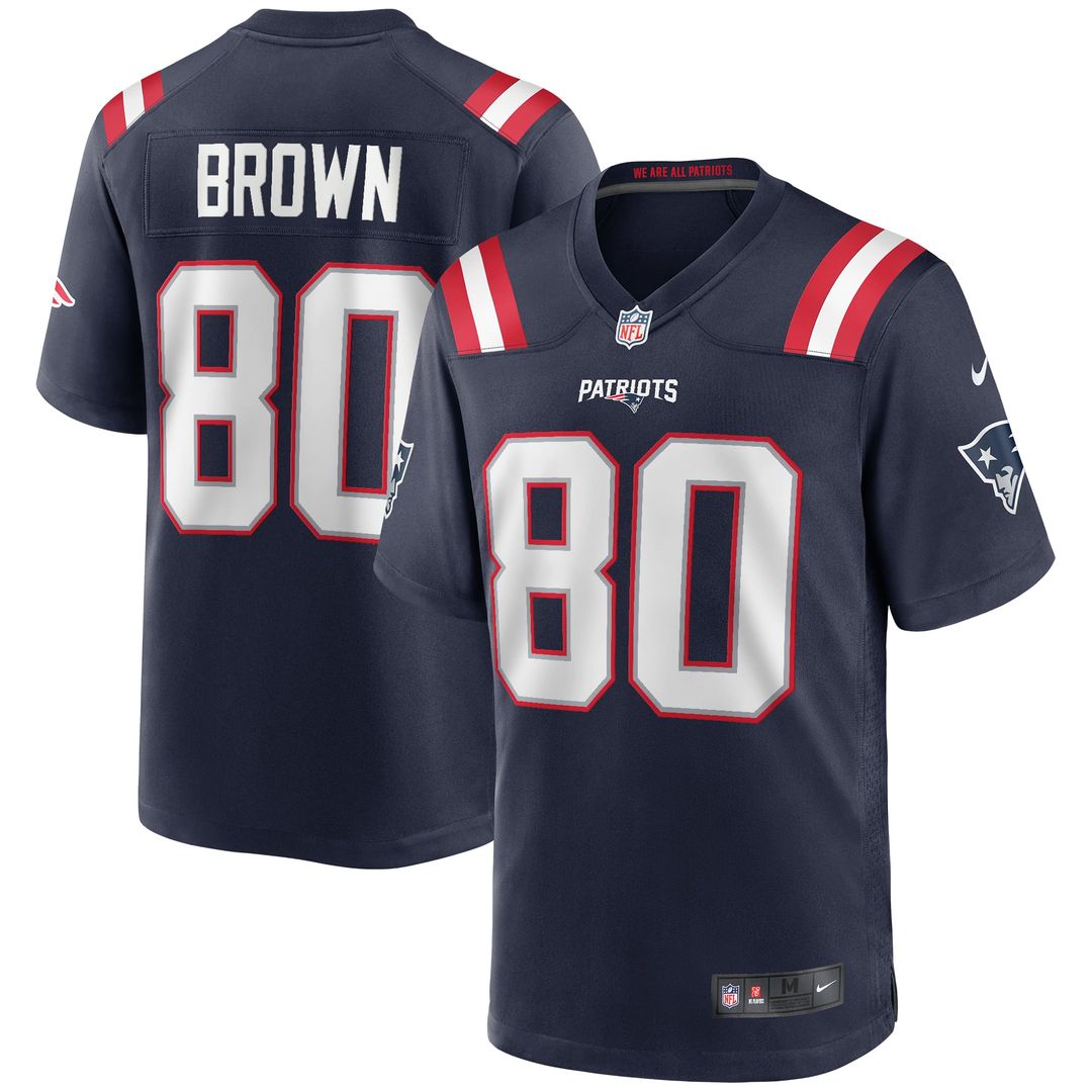 New England Patriots Troy Brown Navy Game Retired Player Jersey product image 1, provided for visual reference and product