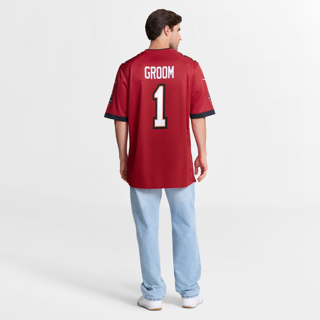 Tampa Bay Buccaneers Number 1 Groom Red Game Jersey product image 8, provided for visual reference and product detail review