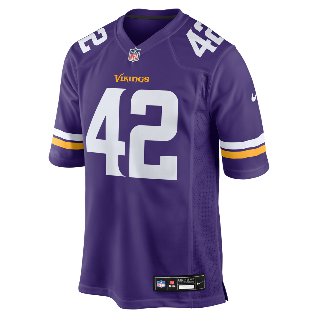 Minnesota Vikings Andrew DePaola Purple Game Jersey product image 2, provided for visual reference and product detail review