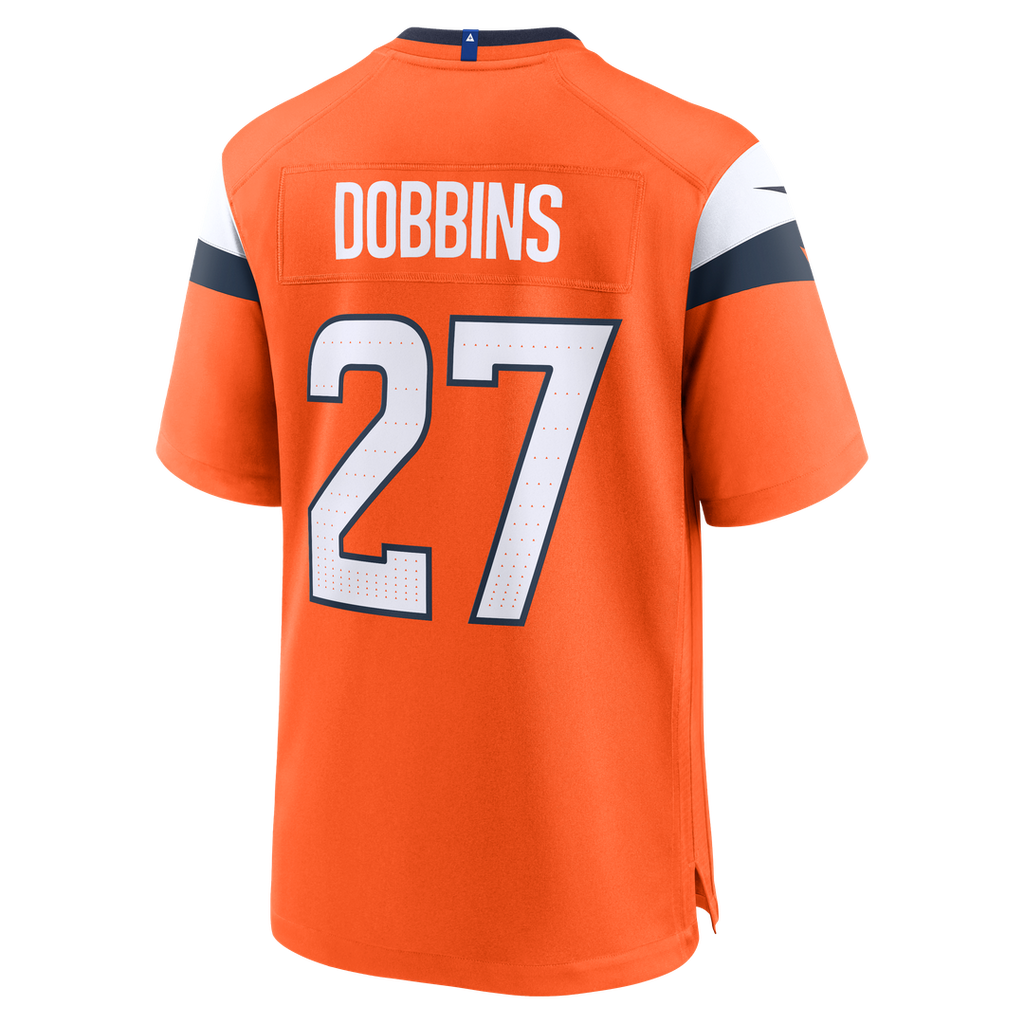 Denver Broncos J.K. Dobbins Orange Team Game Jersey product image 3, provided for visual reference and product detail review