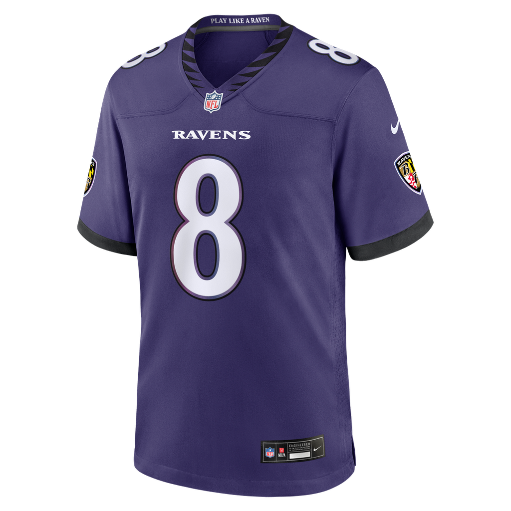 Baltimore Ravens Lamar Jackson Purple Team Game Jersey product image 6, provided for visual reference and product detail