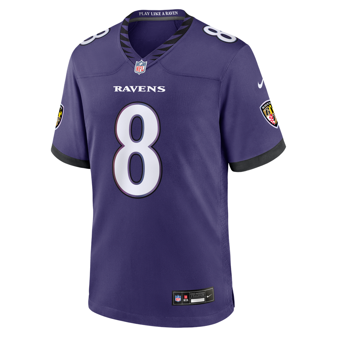 Baltimore Ravens Lamar Jackson Purple Team Game Jersey product image 6, provided for visual reference and product detail
