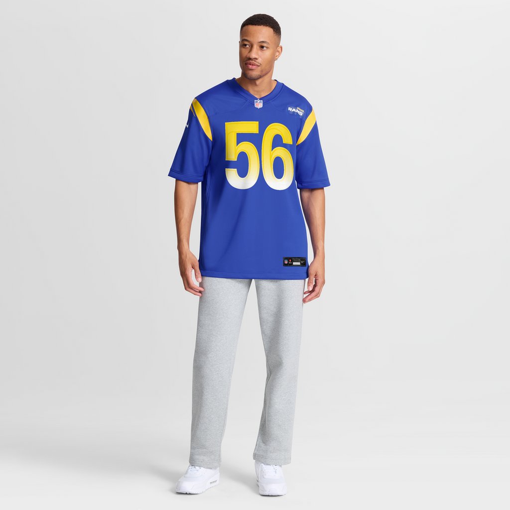 Los Angeles Rams London Fletcher Royal Game Retired Player Jersey product image 7, provided for visual reference and product