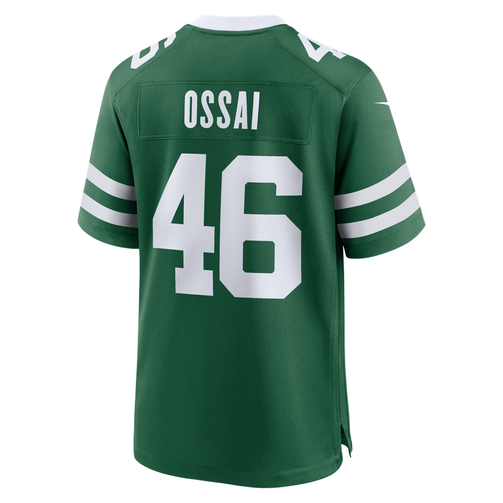 New York Jets Joseph Ossai Legacy Green Team Game Jersey product image 3, provided for visual reference and product detail