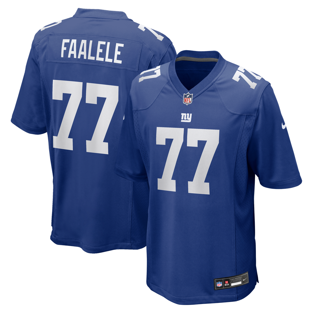 New York Giants Daniel Faalele Royal Team Game Jersey product image 1, provided for visual reference and product detail
