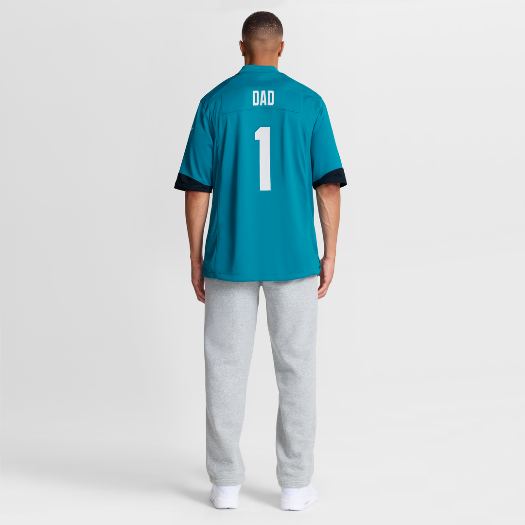 Jacksonville Jaguars Number 1 Dad Teal Game Jersey product image 8, provided for visual reference and product detail review