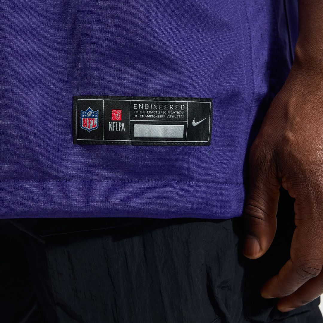 Baltimore Ravens Zay Flowers Purple Team Game Jersey product image 8, provided for visual reference and product detail review