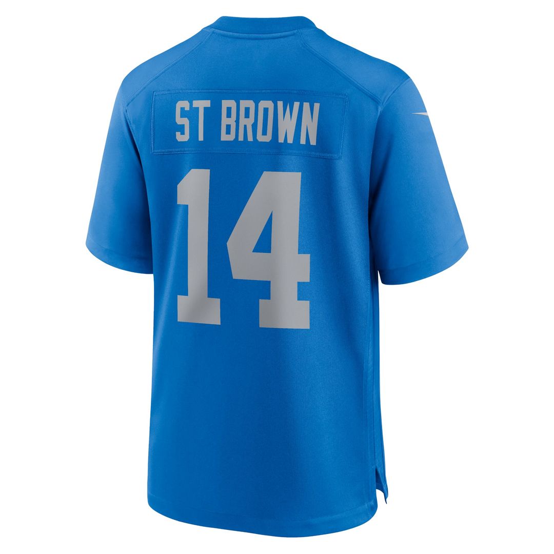 Detroit Lions Amon-Ra St. Brown Blue Alternate Game Jersey product image 3, provided for visual reference and product detail