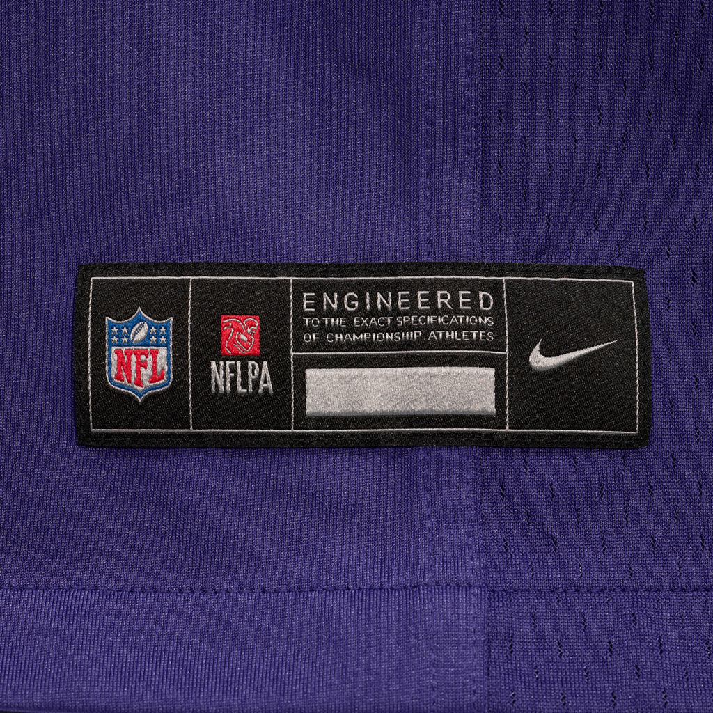 Baltimore Ravens Zay Flowers Purple Game Jersey product image 6, provided for visual reference and product detail review