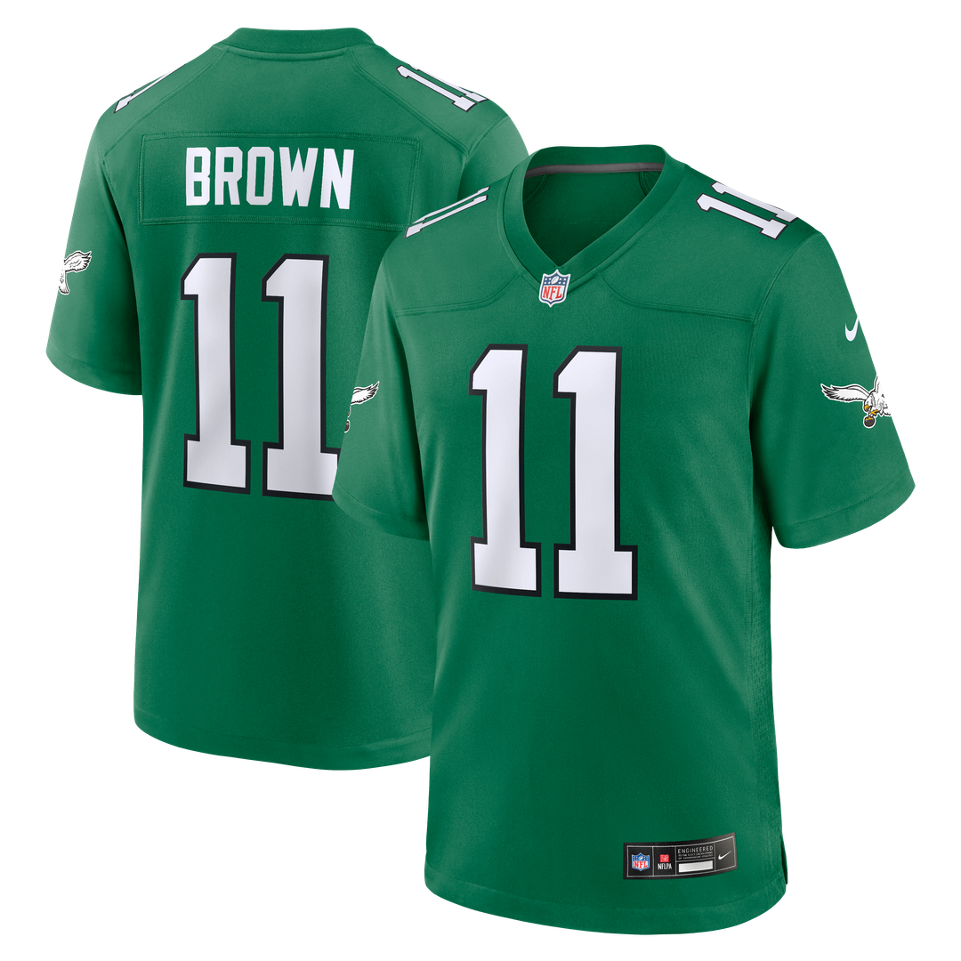 Philadelphia Eagles A.J. Brown Kelly Green Alternate Game Player Jersey product image 14, provided for visual reference and