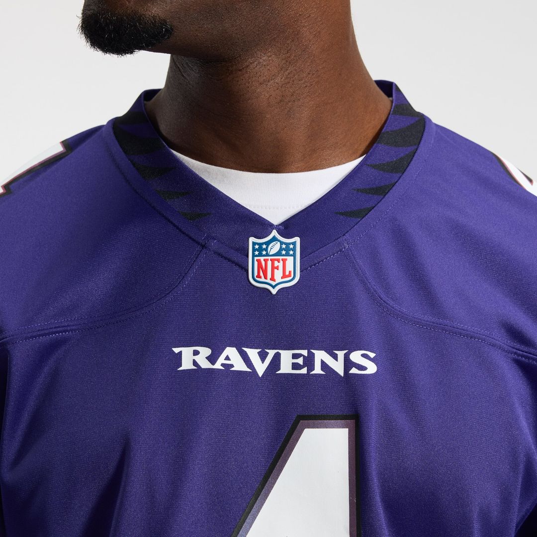 Baltimore Ravens Zay Flowers Purple Team Game Jersey product image 9, provided for visual reference and product detail review