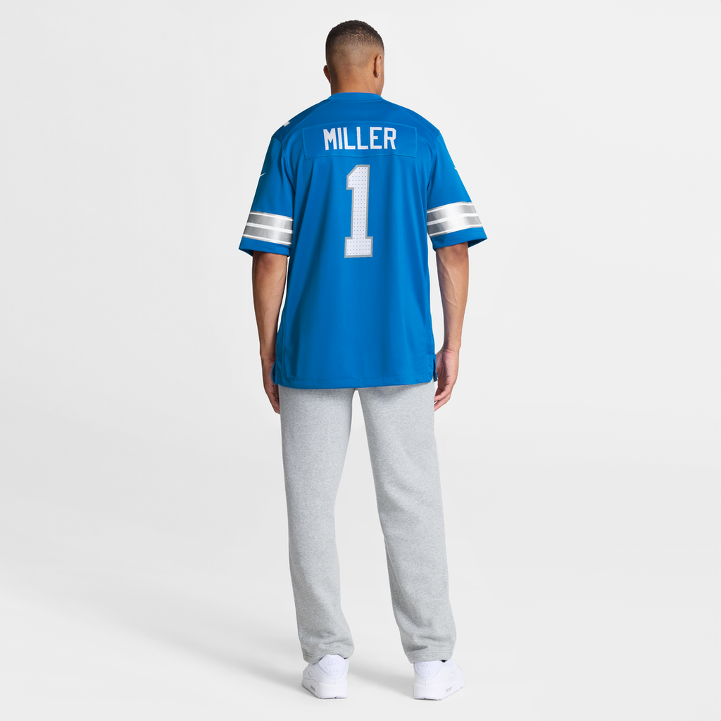 Detroit Lions Blake Miller Blue Team Game Jersey product image 5, provided for visual reference and product detail review