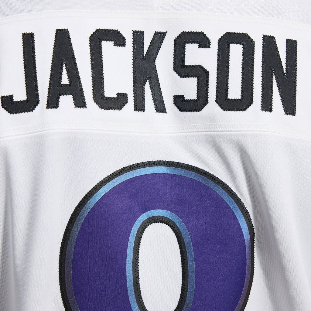 Baltimore Ravens Lamar Jackson White Vapor F.U.S.E. Stitched Limited Jersey product image 12, provided for visual reference