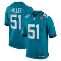 Jacksonville Jaguars Ventrell Miller Teal Game Jersey product image 1, provided for visual reference and product detail