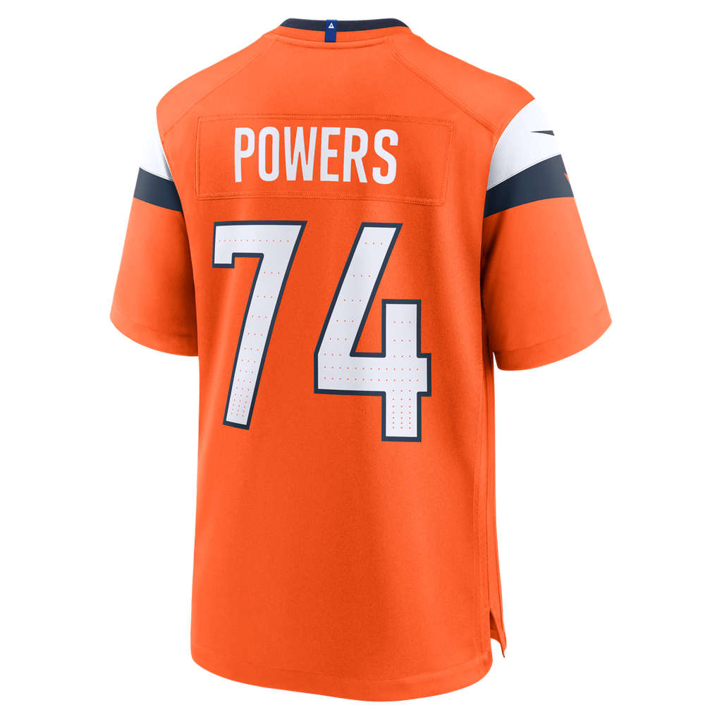 Denver Broncos Ben Powers Orange Team Game Jersey product image 3, provided for visual reference and product detail review