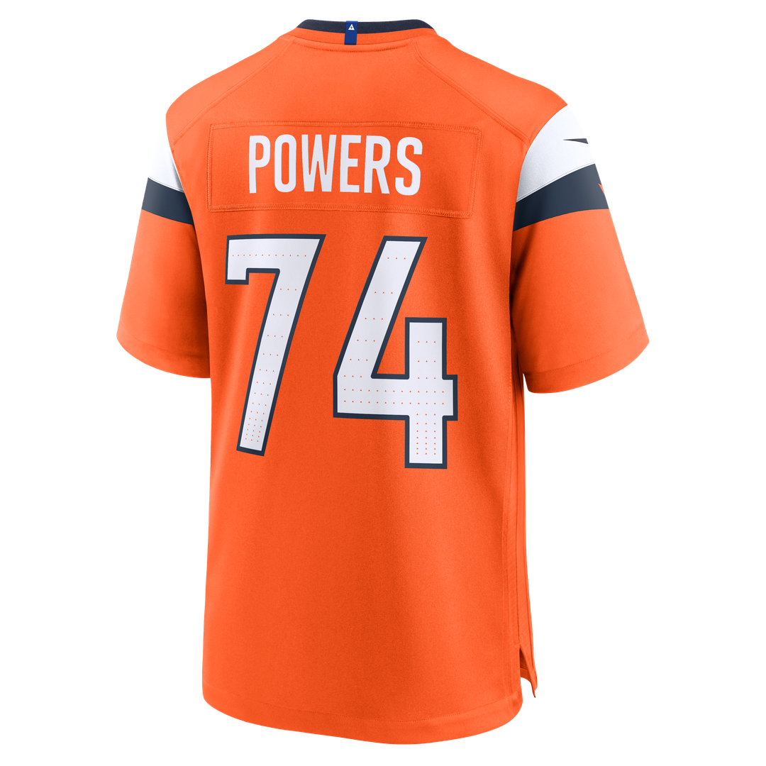 Denver Broncos Ben Powers Orange Team Game Jersey product image 3, provided for visual reference and product detail review