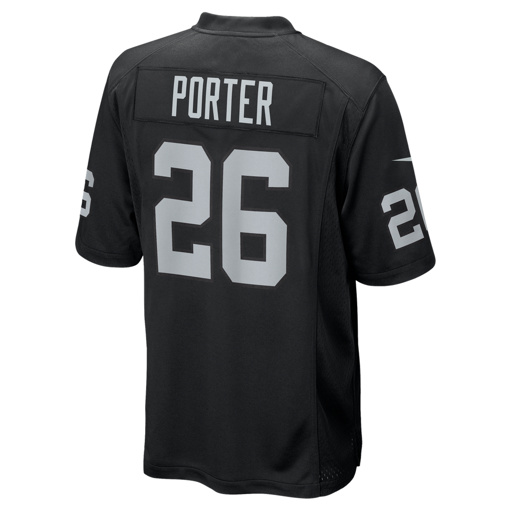 Las Vegas Raiders Darien Porter Black Team Game Jersey product image 3, provided for visual reference and product detail