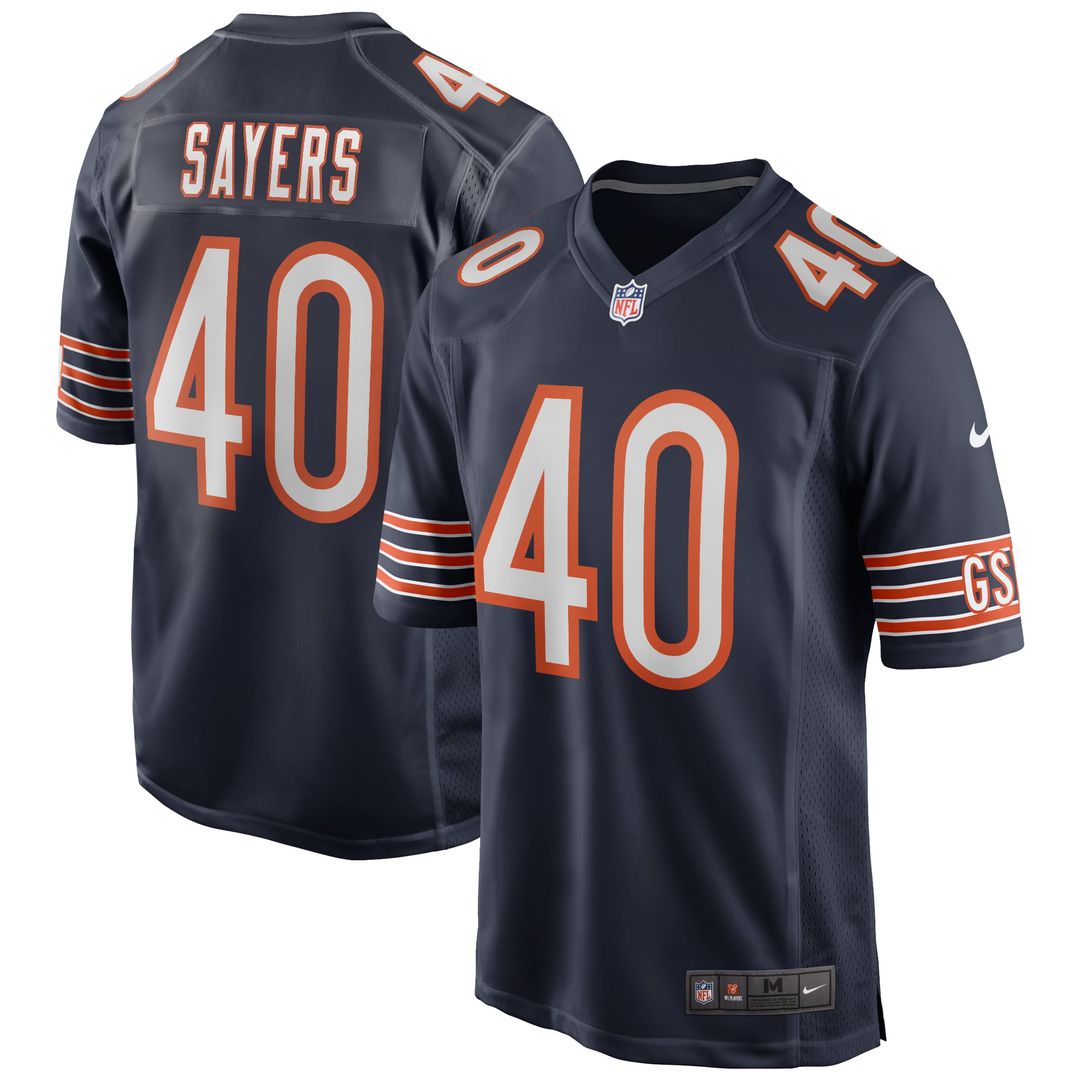 Chicago Bears Gale Sayers Navy Game Retired Player Jersey product image 1, provided for visual reference and product detail