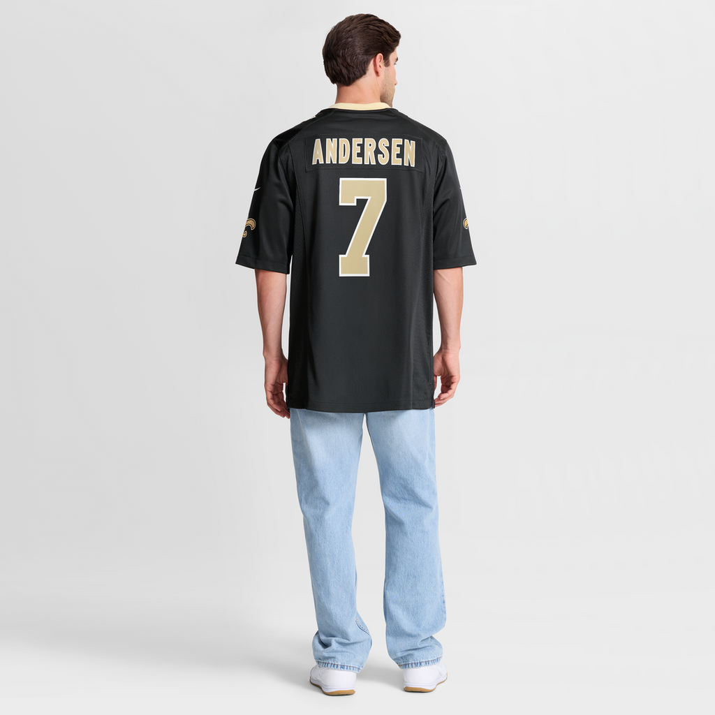 New Orleans Saints Morten Andersen Black Game Retired Player Jersey product image 8, provided for visual reference and