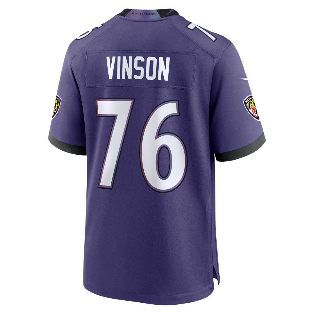 Baltimore Ravens Carson Vinson Purple Team Game Jersey product image 3, provided for visual reference and product detail